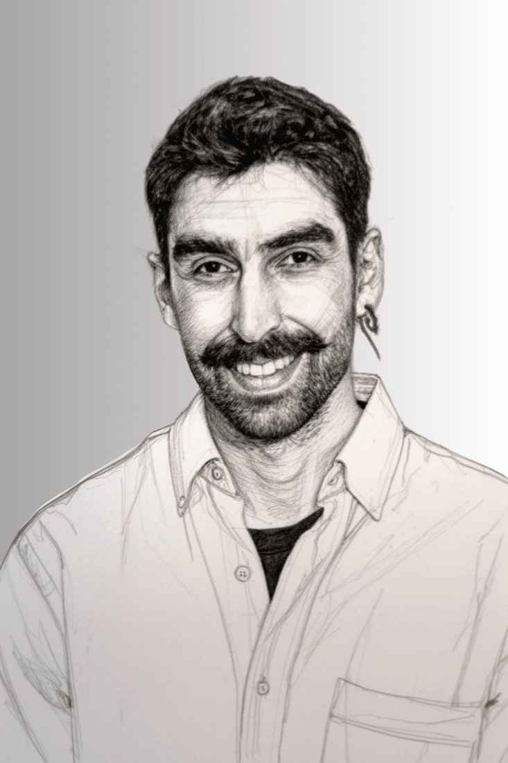 Pencil portrait of Salih Gulbay, founder of INRESET